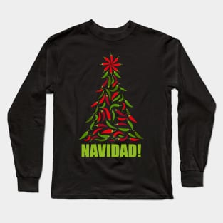 Red and Green Chile Navidad Tree Long Sleeve T-Shirt